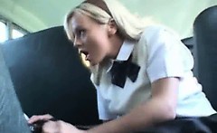 White Teen Sucks in Japanese School Bus!