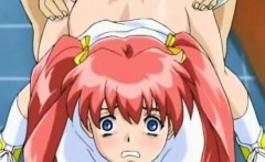 Bigboobs Anime Coed Poking From Behind In The Toilet