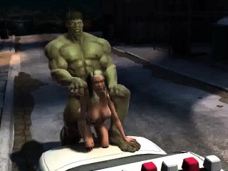 3D cartoon babe gets fucked outdoors by The Hulk