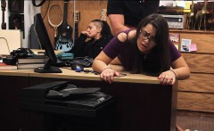 Sluts Try To Steal In The Pawnshop And One Of Them Gets Fuck