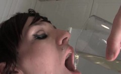 Lesbian kinky duo drinking hot piss