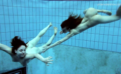 Hot lesbian show underwater