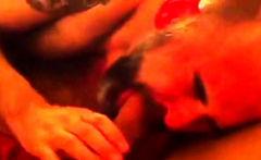 Hairy Daddy Sucks A Big Dick in Bed