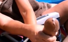 Amateur handjob with BIG cumshots