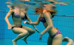 Katka and Kristy underwater swimming babes