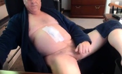 Horny Grandpa Wanking His Big Hard Cock