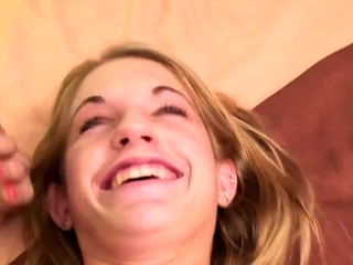 Blonde Teen with a Shaved Pussy Fucks and Licks Ass
