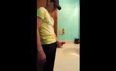 Straight Hunk With Fat Dick Jerks Off In Bathroom