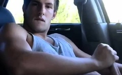 Str8 hot young jock jerks in his car