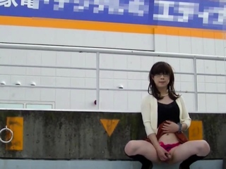 Japanese Crossdresser Outdoor Flashing.