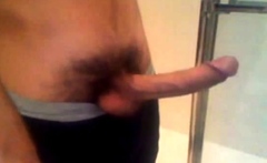 Arab In Bathroom And Shows His Long Cock