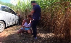 Blond shemale fucks guy anal outdoors