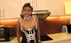 Adorable Filipina teen maid creampied by her boss