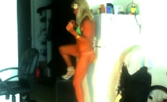 Green micro bikini hanging out....