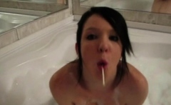 Tiny Red Slut Bathtub Tease