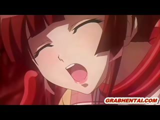 Hentai girl caught by tentacles and drilled by worms