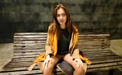 Amateur teen flashing and public nudity of blonde