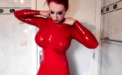 Latex slut solo anal masturbation