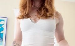 Redhead Nerdy Teen With hairy pussy Masturbating