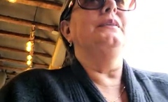 Fat blonde mature masturbates pink pussy