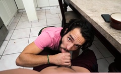 He is having breakfast half naked again