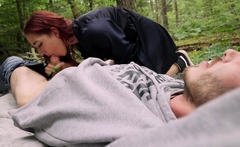 MILF Redhead Outdoor handjob