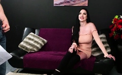 Pierced raven voyeur loves private show