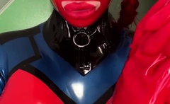 Latex slut solo anal masturbation