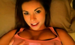 Busty brunette with big boobs rides cock