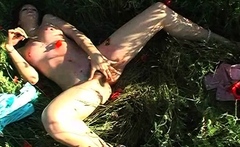 Hot brunette Marina E. feels like playing with her honey pot