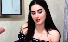 Amateur brunette double toying on webcam