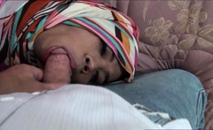 Submissive Asian shemale sucking cock