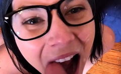 Sexy brunette belle gives great pov blowjob