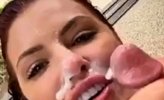 Brunette MILF sucks and fucks a big cock