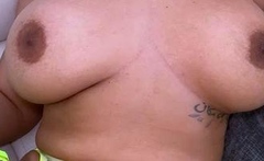 Busty Sarah Arabic Looks Sexy With Cum On Her Huge Tits