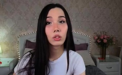 Cute curly brunette solo webcam masturbation