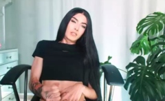 Tattood Shemale Tranny Plays With Ass During Masturbation