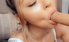 Big tit blonde MILF sucks and fucks a big cock