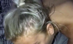 Real amateur blonde gives a hot POV blowjob on the train