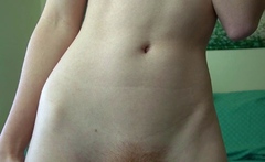 Amateur redhead masturbates then gives a blowjob