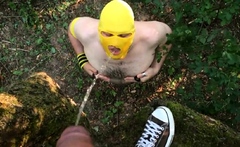 Pissing Master Uses Slave Outdoors for Pleasure