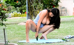 Busty Brunette Babe Tease You With Her Big Boobs