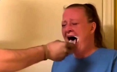 Naughty mouth washed out with soap