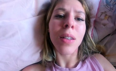 Step sis creampie with fat cock, rough hook-up in POV.