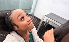Petite Babe Blows Black Monster Cock