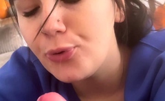 Wet and messy amateur blowjob and handjob