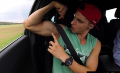 Jock Worships Ripped Muscles On Road Trip