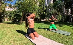 DaringKiara + Naughty Pocahontas - Dildo Yoga in The Park
