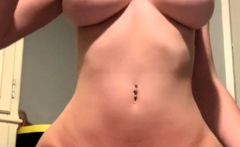 Wet Tattooed Raven Babe Sahron With Big Boobs Masturbates