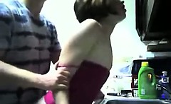 Teen Has A Quickie In The Kitchen